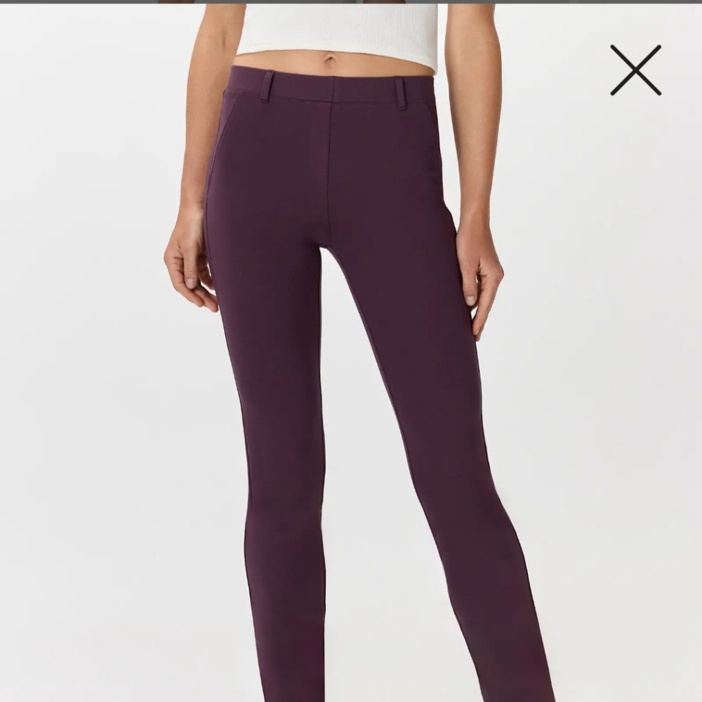 Quince's Ultra-Stretch Ponte Straight Leg Pants, Size L, Deep Orchid Purple